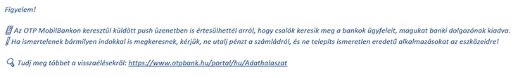 Az OTP Bank Facebook üzenete